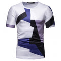 New Summer Men's Color Matching Print Short-Sleeved T-Shirt