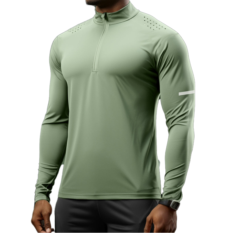 Men's Half-Zip Long Sleeve Breathable Gym T-Shirt