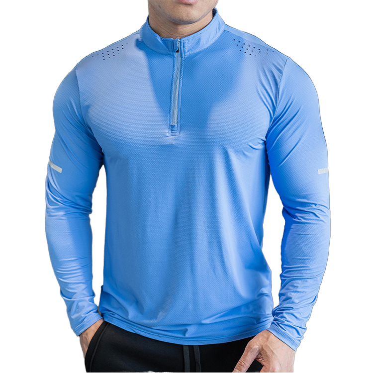 Men's Half-Zip Long Sleeve Breathable Gym T-Shirt
