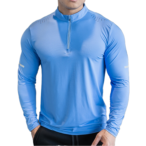 Men's Half-Zip Long Sleeve Breathable Gym T-Shirt