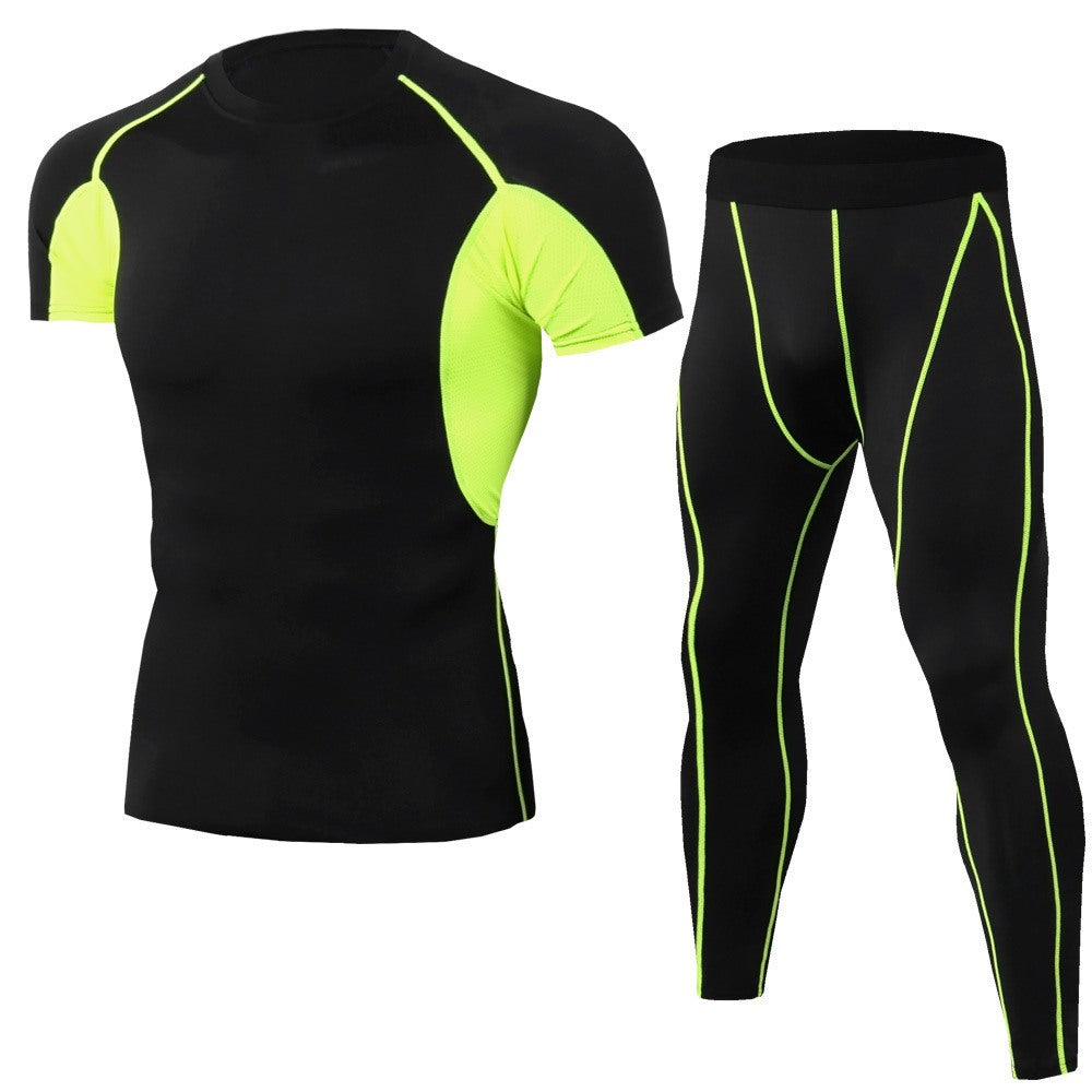 Men's Casual Fitness Quick-Drying Short-Sleeved Training Stretch Tights Suit