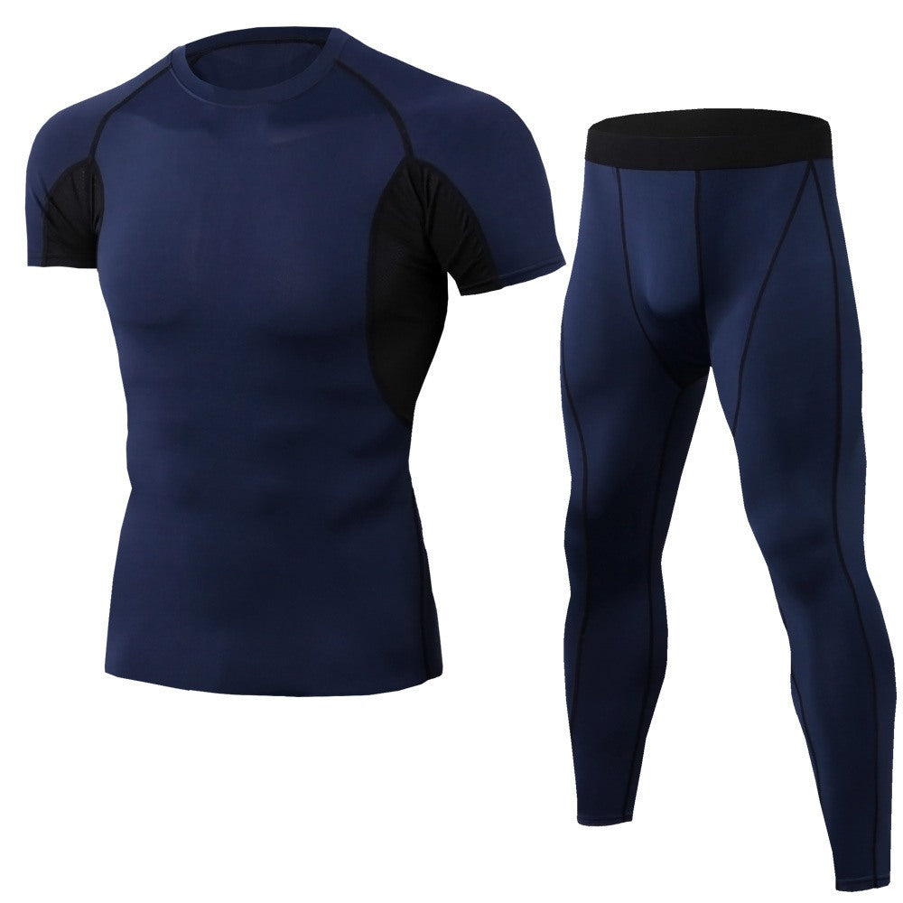 Men's Casual Fitness Quick-Drying Short-Sleeved Training Stretch Tights Suit