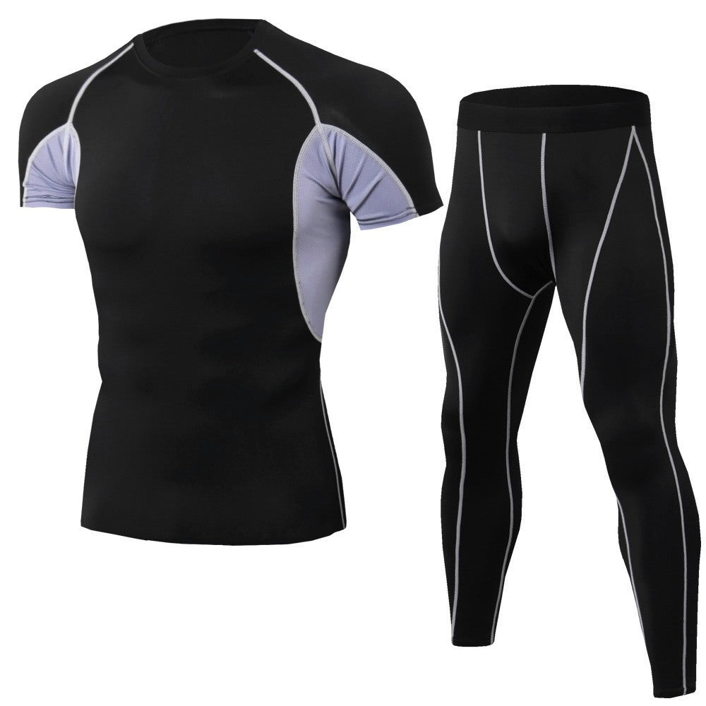 Men's Casual Fitness Quick-Drying Short-Sleeved Training Stretch Tights Suit