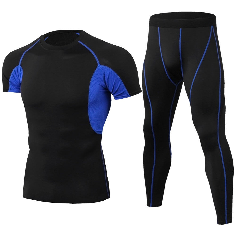 Men's Casual Fitness Quick-Drying Short-Sleeved Training Stretch Tights Suit