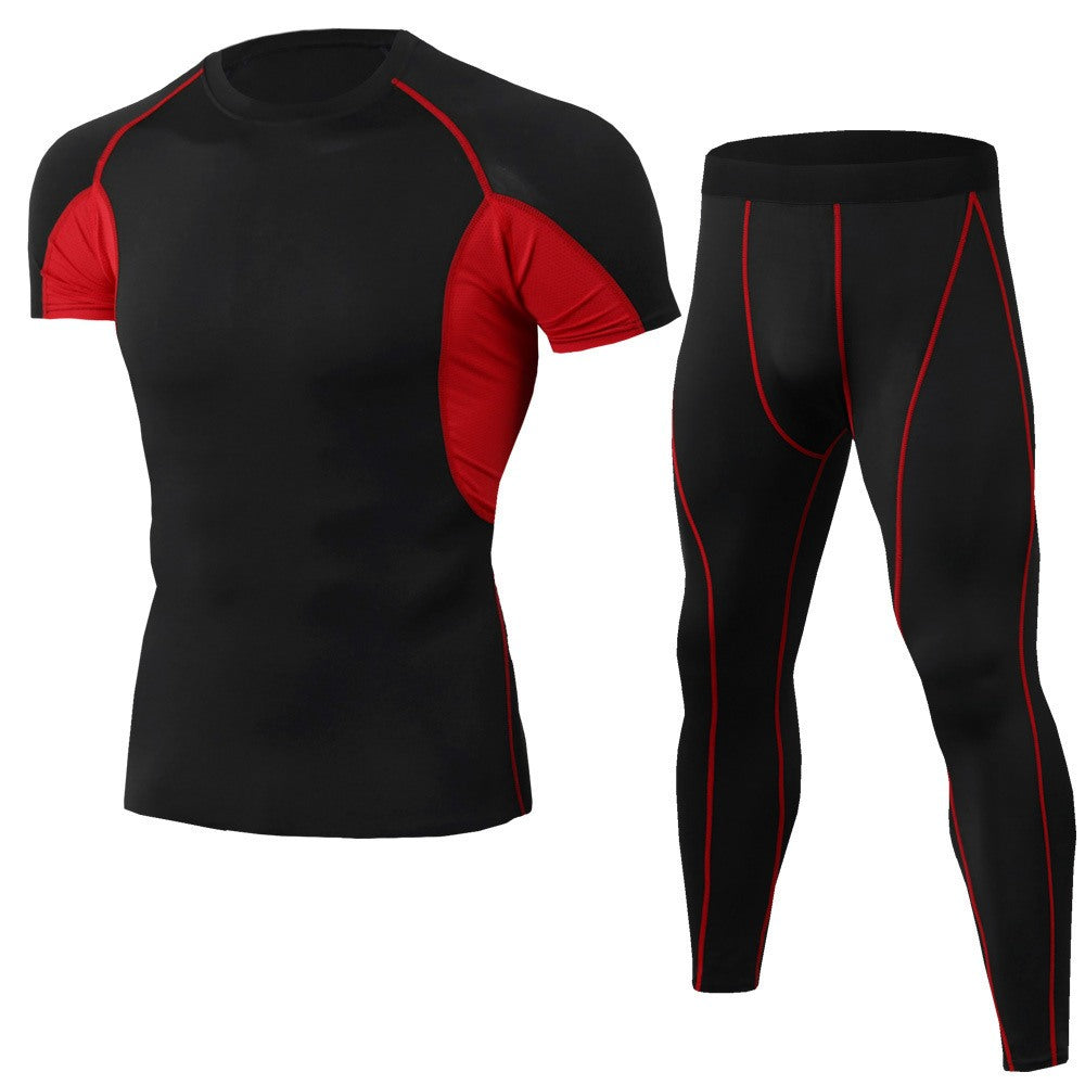 Men's Casual Fitness Quick-Drying Short-Sleeved Training Stretch Tights Suit