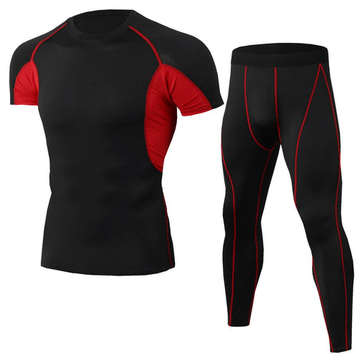 Men's Casual Fitness Quick-Drying Short-Sleeved Training Stretch Tights Suit