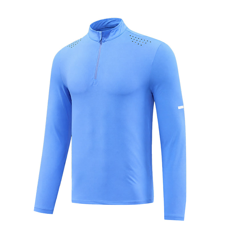 Men's Half-Zip Long Sleeve Breathable Gym T-Shirt